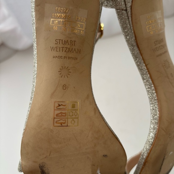 Stuart Weitzman Amelina 75 Sandal Glitter Sparkle Sz 6 - Picture 10 of 10